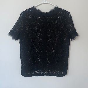 Black Lace Whisper New York Short Sleeve Top